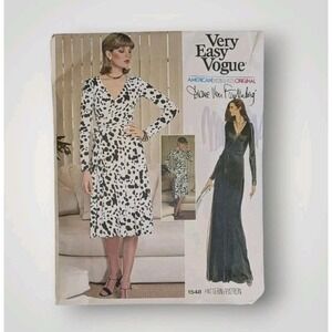 UNCUT Vogue Pattern Vtg Diane Von Furstenberg Wrap Dress Sz 14 Easy 1548 Sewing
